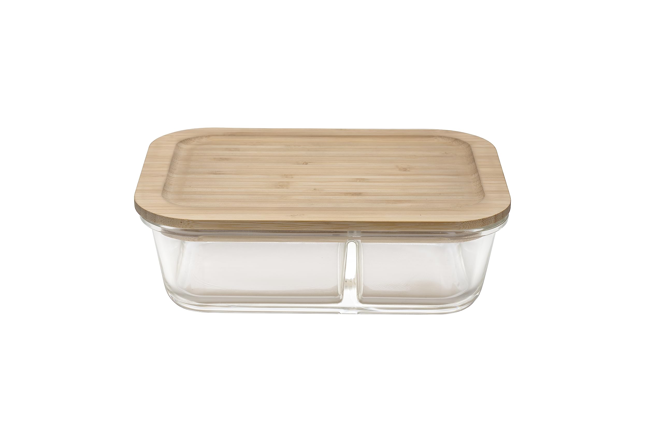 Glass food storage box 570 ml, with 2 separate compartments