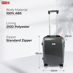 USHA SHRIRAM ABS (Check-in Bag) 24 inch Luggage Bag (65cm) |Trolley Suitcase for Travel | Travel Luggage for Men Women |360 Degree Wheel | Travel Bags for Luggage Trolley Carry On Suitcase (Grey)