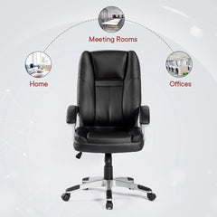 USHA SHRIRAM Black Ergonomically Designed Back Executive Office Chair | Lift Lock Tilt Mechanism | Class III Gas Lift | Conference Room Chair | Office Chair for Home | Leathereate Chair with Arm Rest