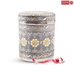 USHA SHRIRAM Stainless Steel Crafted Storage Box (1.2L) |Gift Set | Kitchen Storage Organiser | Dabba For Kitchen | Rust Proof | Multi Purpose Box (Silver)