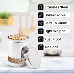 USHA SHRIRAM Stainless Steel Containers For Kitchen | Kitchen Storage Container | Canister | Kitchen Storage Organiser | Dabba For Kitchen | Rust Proof | Multi Purpose Box (Design 2-1.05L (8Pcs))