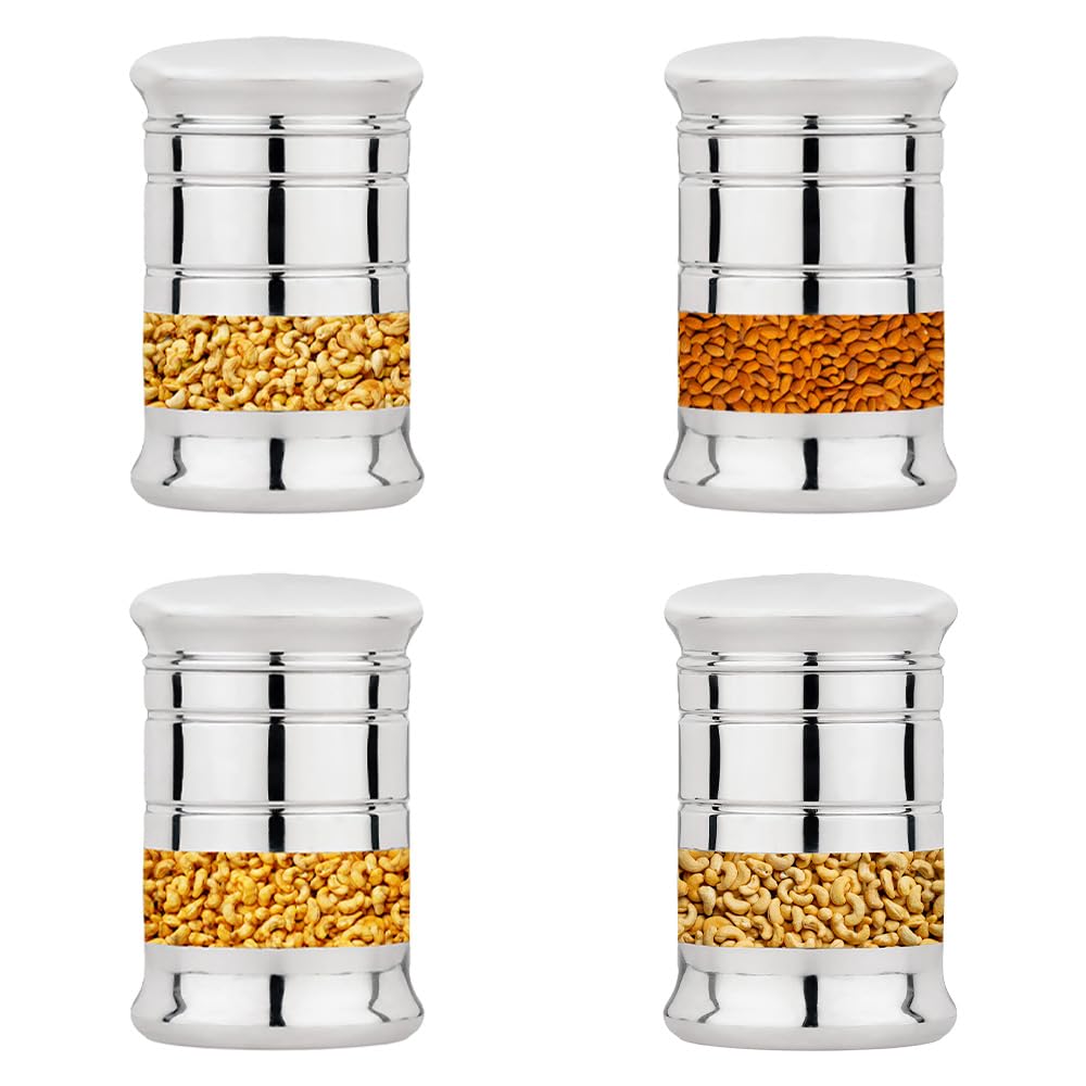 USHA SHRIRAM Stainless Steel Containers For Kitchen | Kitchen Storage Container | Canister | Kitchen Storage Organiser | Dabba For Kitchen | Rust Proof | Multi Purpose Box (Design 2-1.5L (4Pcs))
