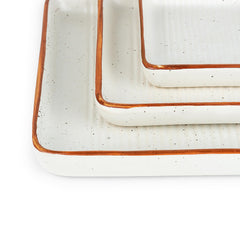 USHA SHRIRAM Ceramic Tray for Serving | Serving Tray Set of 3 | Dry Fruit Tray for Serving | Square Tray | Ceramic Serving Platter Set | Platter Tray | Snack Tray | Microwave Safe Plates (White)