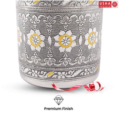 USHA SHRIRAM Stainless Steel Crafted Storage Box (1.2L) |Gift Set | Kitchen Storage Organiser | Dabba For Kitchen | Rust Proof | Multi Purpose Box (Silver)