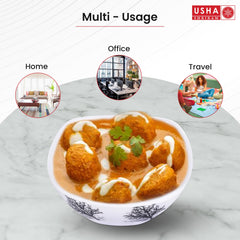 USHA SHRIRAM Melamine (220ml) Square Veg Bowl Set |Fibre Plastic Snack Dessert Vegetable Bowl | Heat Resistant| Durable Shatter Resistant| Light Weight| BPA Free (6 Pcs)