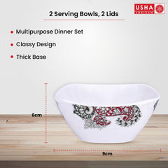 USHA SHRIRAM Melamine (220ml) Square Veg Bowl Set |Fibre Plastic Snack Dessert Vegetable Bowl | Heat Resistant| Durable Shatter Resistant| Light Weight| BPA Free (Stone, 6 Pcs)