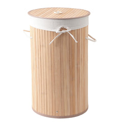 USHA SHRIRAM Bamboo Laundry Basket | 72 L | Foldable Laundry Basket for Clothes with lid | Sustainable & Eco-Friendly Laundry Bag | Cloth Basket for Laundry | Natural Bamboo, Pack of 1