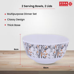 USHA SHRIRAM Melamine (220ml) Veg Bowl Set |Fibre Plastic Snack Dessert Vegetable Bowl | Unbreakable Heat Resistant| Durable Shatter Resistant| Light Weight| BPA Free (Yellow Bamboo, 6 Pcs)