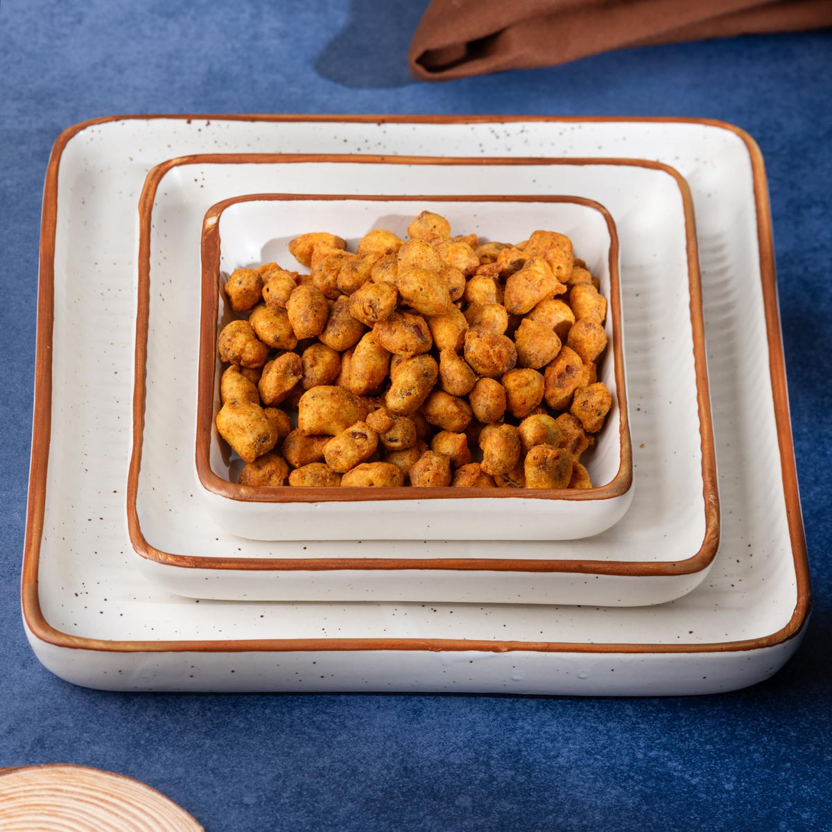 USHA SHRIRAM Ceramic Tray for Serving | Serving Tray Set of 3 | Dry Fruit Tray for Serving | Square Tray | Ceramic Serving Platter Set | Platter Tray | Snack Tray | Microwave Safe Plates (White)