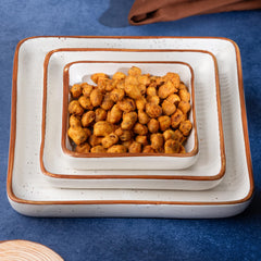 USHA SHRIRAM Ceramic Tray for Serving | Serving Tray Set of 3 | Dry Fruit Tray for Serving | Square Tray | Ceramic Serving Platter Set | Platter Tray | Snack Tray | Microwave Safe Plates (White)