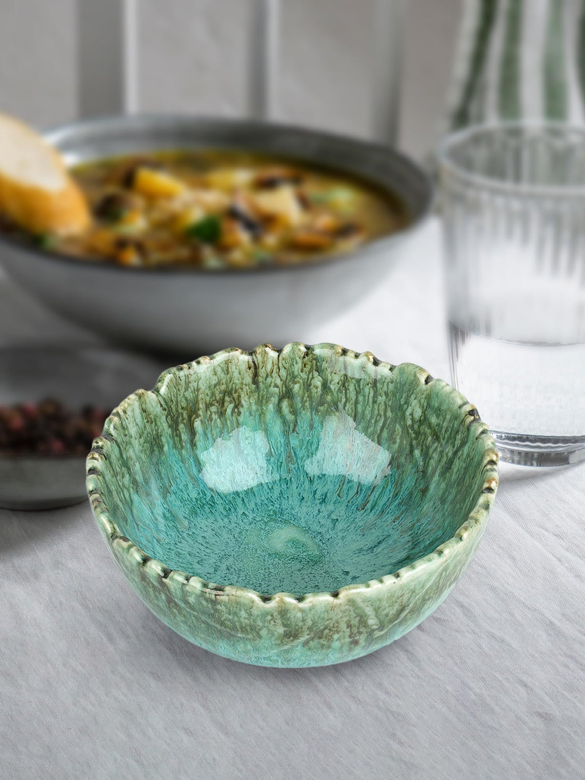 USHA SHRIRAM Ceramic Bowl for Snack & Dinner | Ramen Soup Bowl Microwave Safe | Chip Resistant Dinnerware | Snack Serving Bowl | Dinning Bowl Katoris for Dinner | Serving Bowl Set | Pasta Bowl