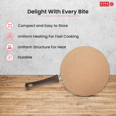 USHA SHRIRAM Non Stick Roti Tawa with Riveted Handle | 26 cm Diameter | High Grade Aluminium | Scratch Resistant Surface | Roti Nonstick Dosa Tawa Non Stick Pan | Gold