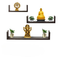 USHA SHRIRAM Wall Mounted Shelf (Set of 2) | Ready to Assemble Book Shelf for Wall Durable & Sturdy Engineered Wood Wall Shelf for Living Room | Water Resistant | Termite Resistant