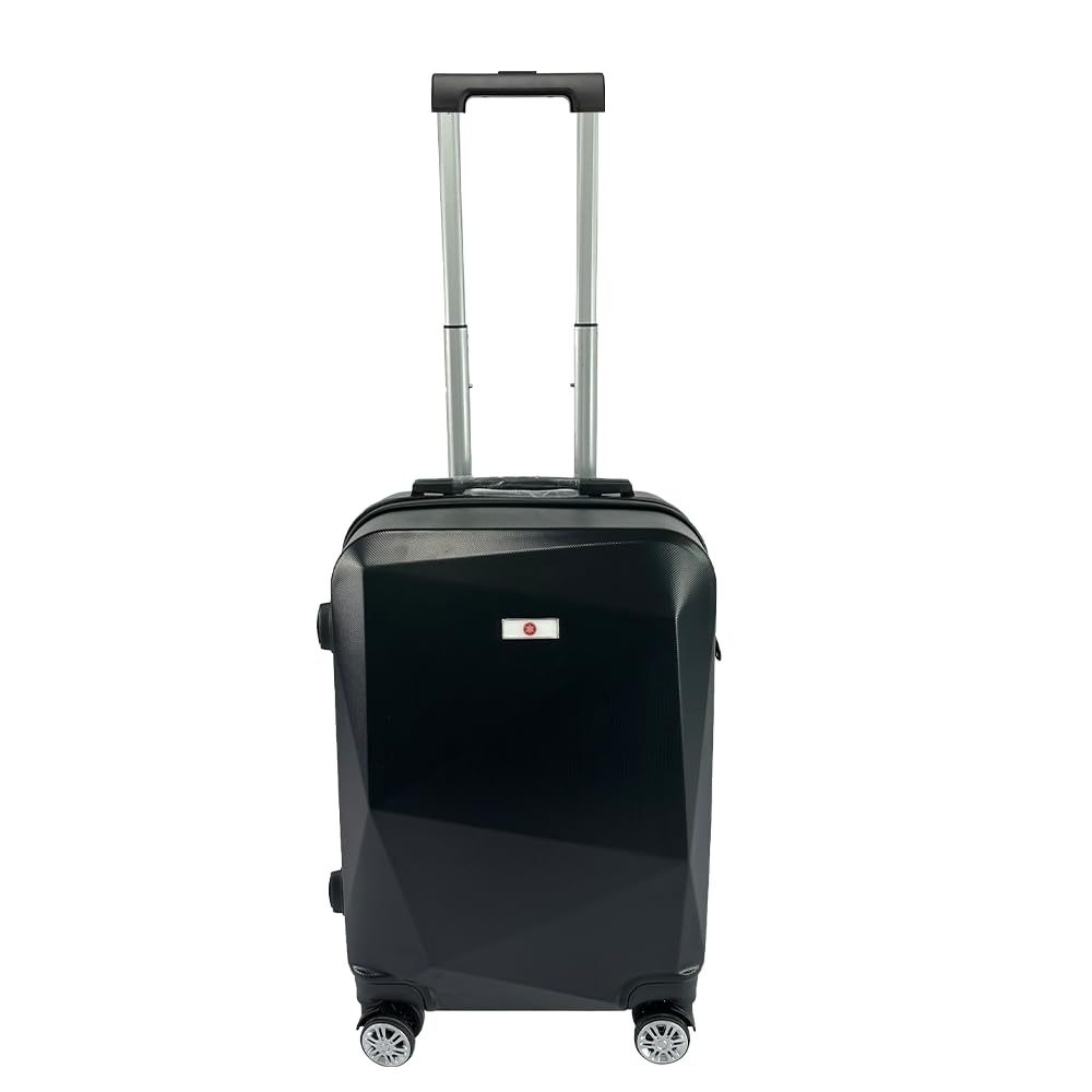 USHA SHRIRAM ABS (Check-in Bag) 24 inch Luggage Bag (65cm) |Trolley Suitcase for Travel | Travel Luggage for Men Women |360 Degree Wheel | Travel Bags for Luggage Trolley Carry On Suitcase (Black)