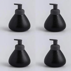 USHA SHRIRAM Soap Dispenser Bottle | Ceramic Soap & Lotion Dispenser Set | Kitchen Dish Soap Pump Dispenser Set | Hand Shower Washing Soap Dispenser (360ml - Design 1 - Black, Pack of 4)