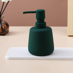 USHA SHRIRAM 260ml Soap Dispenser Bottle | Ceramic Soap & Lotion Dispenser Set | Kitchen Dish Soap Pump Dispenser Set | Hand Shower Washing Soap Dispenser (Design2 - Green, Pack of 4)