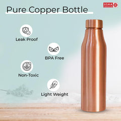 USHA SHRIRAM Pure Copper Water Bottle 1 Litre | Eco-Friendly, Biodegradable & Non-Toxic | Water Bottle for Kids & Adults | Lightweight, Leak-Proof & Rust-Free Tamba Bottle (Set of 3)