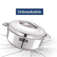 USHA SHRIRAM Stainless Steel Insulated Casserole (1 litre )| Double Wall Insulation, Heat Retaining Body & Easy Lock Lid Mechanism | Wobble Free Base, Glossy Durable & Easy to Clean