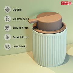 USHA SHRIRAM 320ml Soap Dispenser Bottle | Ceramic Soap & Lotion Dispenser Set | Kitchen Dish Soap Pump Dispenser Set | Hand Shower Washing Soap Dispenser (Design 2 - Blue, Pack of 4)