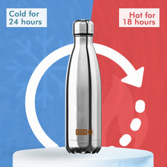 USHA SHRIRAM Insulated Stainless Steel Water Bottle 500ml &1000ml (Pack of 2) | Hot for 18 Hours, Cold for 24 | Water Bottle for Home, Office, and Kids | Rust-Free, Durable, and Leak-Proof| Gift set