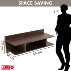 USHA SHRIRAM Wall Mount TV Cabinet with Set Top Box Stand | Premium Engineered Wood | Easy to Assemble | Living Room, Bedroom & Office | Space Saving Design | Wi-Fi Router Stand with Storage (Medium)