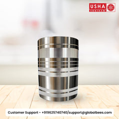 USHA SHRIRAM | 12 Pcs Stainless Steel Glass Set | 300ml Each-AMRAPALI | Stainless Steel Gilas, Wobble Free Base, Durable | Multipurpose, Elegant Design & Mirror Finish