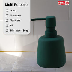 USHA SHRIRAM 260ml Soap Dispenser Bottle | Ceramic Soap & Lotion Dispenser Set | Kitchen Dish Soap Pump Dispenser Set | Hand Shower Washing Soap Dispenser (Design2 - Green, Pack of 1)