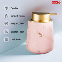 USHA SHRIRAM Soap Dispenser Bottle | Ceramic Soap & Lotion Dispenser Set | Kitchen Dish Soap Pump Dispenser Set | Hand Shower Washing Soap Dispenser (400ml - Design 4 - Pink, Pack of 4)