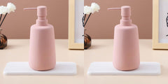 USHA SHRIRAM 260ml Soap Dispenser Bottle | Ceramic Soap & Lotion Dispenser Set | Kitchen Dish Soap Pump Dispenser Set | Hand Shower Washing Soap Dispenser (Design2 - Pink, Pack of 2)