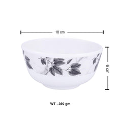 USHA SHRIRAM Melamine (220ml) Veg Bowl Set |Fibre Plastic Snack Dessert Vegetable Bowl | Unbreakable Heat Resistant| Durable Shatter Resistant| Light Weight| BPA Free (Black Marble Flower, 6 Pcs)