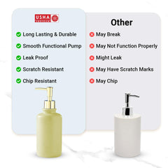 USHA SHRIRAM 400ml Soap Dispenser Bottle | Ceramic Soap & Lotion Dispenser Set | Kitchen Dish Soap Pump Dispenser Set | Hand Shower Washing Soap Dispenser for Kitchen Sink (Pack of 2, Green)