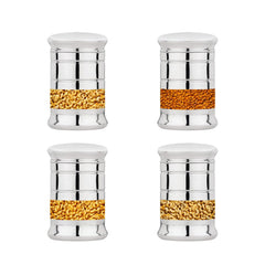 USHA SHRIRAM Stainless Steel Containers For Kitchen | Kitchen Storage Container | Canister | Kitchen Storage Organiser | Dabba For Kitchen | Rust Proof | Multi Purpose Box (Design 2-750ml (4Pcs))