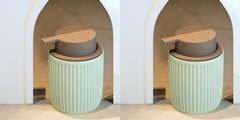 USHA SHRIRAM 320ml Soap Dispenser Bottle | Ceramic Soap & Lotion Dispenser Set | Kitchen Dish Soap Pump Dispenser Set | Hand Shower Washing Soap Dispenser (Design 2 - Blue, Pack of 2)
