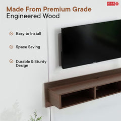 USHA SHRIRAM Wall Mount TV Cabinet with Set Top Box Stand | Premium Engineered Wood | Easy to Assemble | Living Room, Bedroom & Office | Space Saving Design | Wi-Fi Router Stand with Storage (Large)