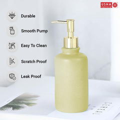 USHA SHRIRAM 400ml Soap Dispenser Bottle | Ceramic Soap & Lotion Dispenser Set | Kitchen Dish Soap Pump Dispenser Set | Hand Shower Washing Soap Dispenser for Kitchen Sink (Pack of 2, Green)