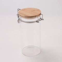 USHA SHRIRAM Borosilicate Containers With Wooden Lid (1.5L - 2Pcs) | Glass Container Jar For Kitchen Storage | Microwave Safe | Kitchen Containers Box With Air Tight Lid | Kitchen Organisers