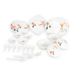 USHA SHRIRAM Dine Smart Melamine 32 Pieces Stylon Dinner Set Heat-Resistant | Durable | Shatter-Resistant | Light-Weight | BPA Free (Vector Flower)