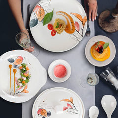 USHA SHRIRAM Dine Smart Melamine 32 Pieces Stylon Dinner Set Heat-Resistant | Durable | Shatter-Resistant | Light-Weight | BPA Free (Vector Flower)