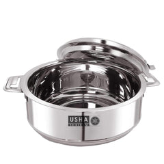 USHA SHRIRAM Stainless Steel Insulated Casserole | Double Wall Insulation, Heat Retaining Body & Easy Lock Lid Mechanism | Wobble Free Base, Glossy Durable & Easy to Clean (1.5L, 2L, 2.5L)