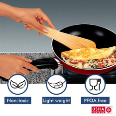 USHA SHRIRAM Triply Stainless Steel Frying Pan with Lid (22cm, 1.5L) | Stove & Induction Cookware | Heat Surround Cooking | Easy Grip Handles | Stainless Steel Fry Pan with Lid