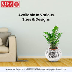 USHA SHRIRAM Stainless Steel Flower Pot | Round Shaped Planter | 6L | Rust Resistant | Home Décor | Sustainable | Planter for Office, Living Room | Indoor Plants