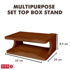 USHA SHRIRAM Wall Mount Set Top Box Stand (2Pcs) Engineered Wood | Easy to Assemble | Wall Mounted Wi-Fi Router Stand TV Unit for Living Room, Bedroom & Office | Space Saving Design | 25x20x8.9cm