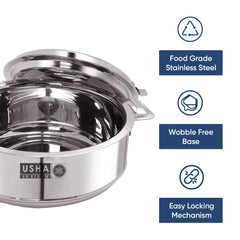 USHA SHRIRAM Stainless Steel Insulated Casserole Variation (Casserole + Dinner Set)