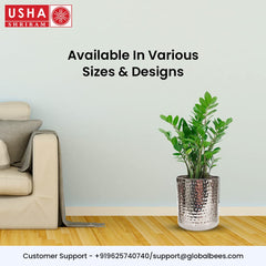 USHA SHRIRAM Stainless Steel Flower Pot | Tower Planter | Rust Resistant | Home Décor | Sustainable | Planter for Office, Living Room | Indoor Plants (1.5L)