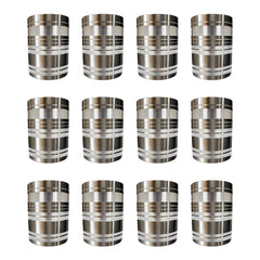 USHA SHRIRAM | 12 Pcs Stainless Steel Glass Set | 300ml Each-AMRAPALI | Stainless Steel Gilas, Wobble Free Base, Durable | Multipurpose, Elegant Design & Mirror Finish