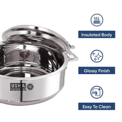 USHA SHRIRAM Stainless Steel Insulated Casserole Variation (Casserole + Dinner Set)