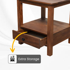 USHA SHRIRAM Wooden Side Table with Storage (Honey Finish) | Bed Side Table | Coffee Table | Durable & Sturdy Sheesham Wood | Side Table for Living Room |50x46x53 cm