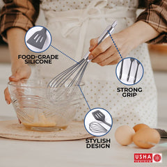 USHA SHRIRAM Silicon Spatula Set for Non-Stick Pans (5Pcs) | Heat Resistant, Durable, Cookware Set | BPA Free & Odourless| Non-Stick Utensil Set for Cooking