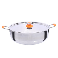 USHA SHRIRAM Stainless Steel Kadai with Lid (5.5L) | Stove & Induction Cookware | Heat Surround Cooking | Heavy Bottom Stainless Steel Kadhai with lid