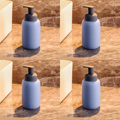 USHA SHRIRAM 400 ml Foam Soap Dispenser Bottle | Ceramic Foam Dispenser Handwash Set | Kitchen Dispenser Foam | Foam Soap Dispenser for Kitchen Sink | Foam Handwash Dispenser Pack of 4 Blue